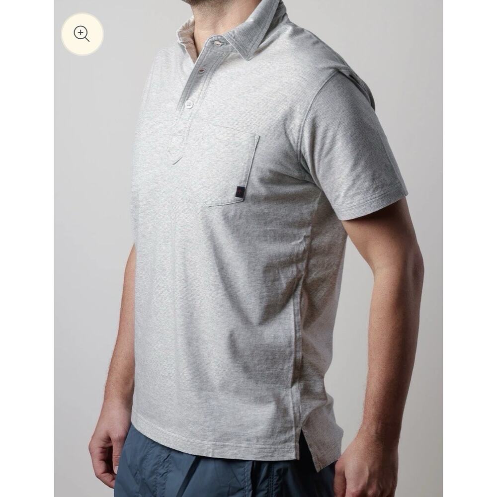 Relwen Pique Slot Polo Shirt Gray Short Sleeve Men's Large